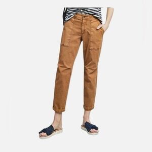 Anthropologie Pants Size 32 Khaki The Wanderer Cotton Linen Blnd Straight Leg